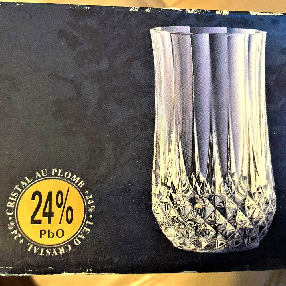 Longchamp Cristal d Arques France 24% lead crystal 5 1/4”  glasses tumblers